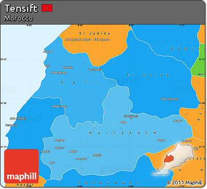 Political Shades Simple Map of Tensift, political outside