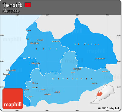 Political Shades Simple Map of Tensift, single color outside