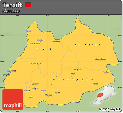 Savanna Style Simple Map of Tensift, cropped outside