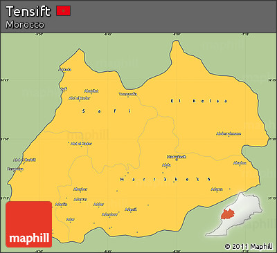 Savanna Style Simple Map of Tensift, cropped outside