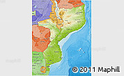 Physical 3D Map of Mozambique, political shades outside