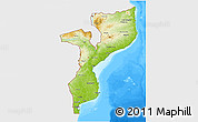 Physical 3D Map of Mozambique, single color outside, bathymetry sea