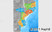 Political 3D Map of Mozambique, desaturated, land only