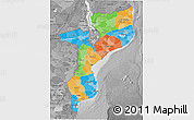 Political 3D Map of Mozambique, desaturated