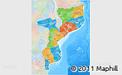 Political 3D Map of Mozambique, lighten, land only