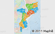 Political 3D Map of Mozambique, lighten