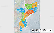 Political 3D Map of Mozambique, lighten, semi-desaturated