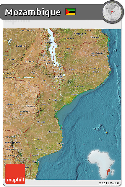 Satellite 3D Map of Mozambique