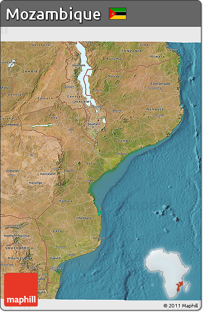 Satellite 3D Map of Mozambique