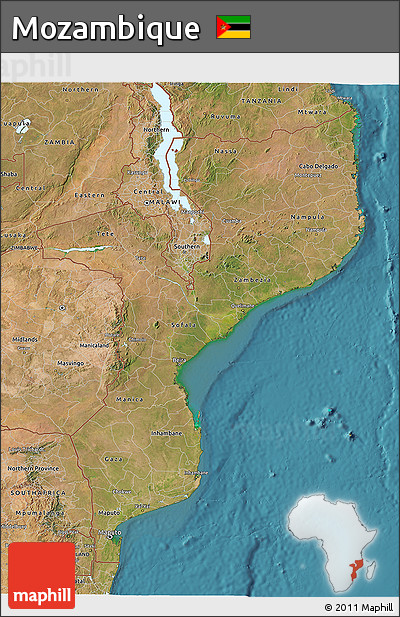 Satellite 3D Map of Mozambique