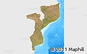 Satellite 3D Map of Mozambique, single color outside, bathymetry sea