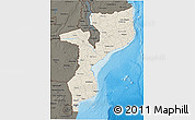 Shaded Relief 3D Map of Mozambique, darken, land only