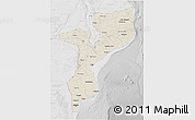 Shaded Relief 3D Map of Mozambique, lighten, desaturated