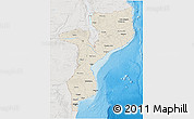 Shaded Relief 3D Map of Mozambique, lighten, semi-desaturated, land only