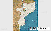 Shaded Relief 3D Map of Mozambique, satellite outside