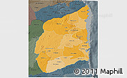 Political Shades 3D Map of Cabo Delgado, darken, semi-desaturated