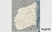 Shaded Relief 3D Map of Cabo Delgado, darken, semi-desaturated