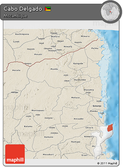 Shaded Relief 3D Map of Cabo Delgado