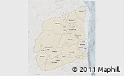 Shaded Relief 3D Map of Cabo Delgado, lighten, semi-desaturated