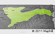 Physical 3D Map of Chiure, darken, desaturated
