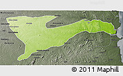 Physical 3D Map of Chiure, darken, semi-desaturated