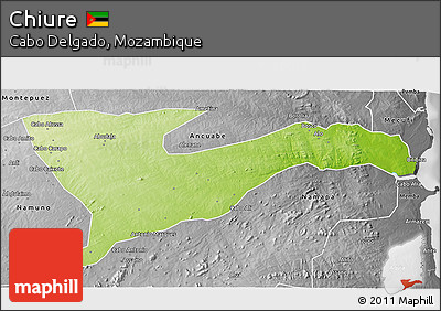 Physical 3D Map of Chiure, desaturated