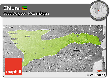 Physical 3D Map of Chiure, desaturated