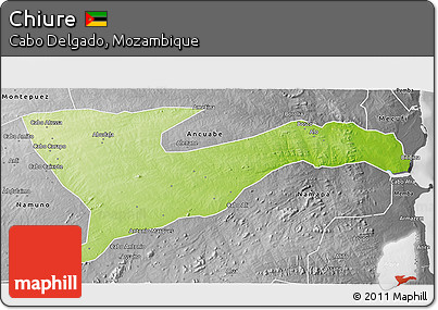Physical 3D Map of Chiure, desaturated