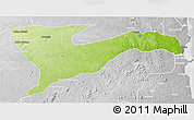 Physical 3D Map of Chiure, lighten, desaturated