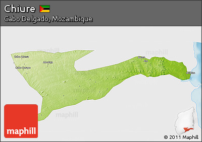 Physical 3D Map of Chiure, single color outside