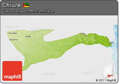 Physical 3D Map of Chiure, single color outside