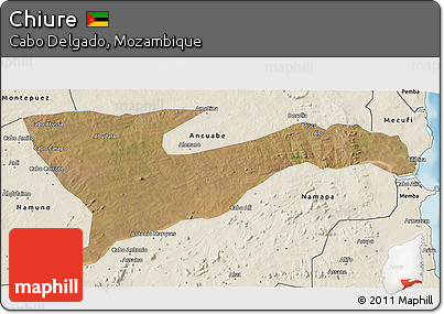Satellite 3D Map of Chiure, shaded relief outside