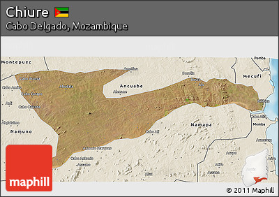 Satellite 3D Map of Chiure, shaded relief outside