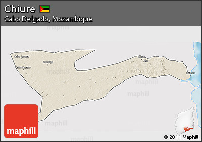 Shaded Relief 3D Map of Chiure, single color outside