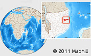 Shaded Relief Location Map of Chiure, highlighted country