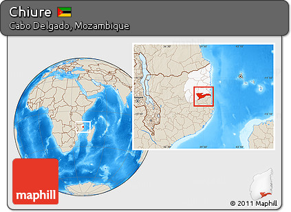 Shaded Relief Location Map of Chiure, highlighted parent region