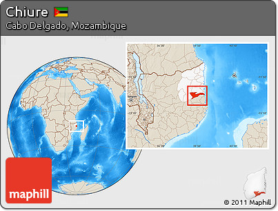 Shaded Relief Location Map of Chiure, highlighted parent region
