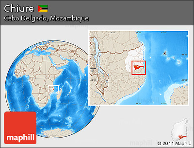 Shaded Relief Location Map of Chiure, highlighted parent region