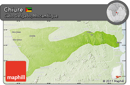 Physical Map of Chiure, lighten