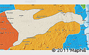 Shaded Relief Map of Chiure, political outside