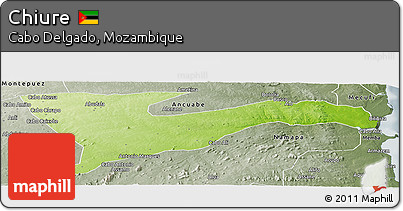 Physical Panoramic Map of Chiure, semi-desaturated