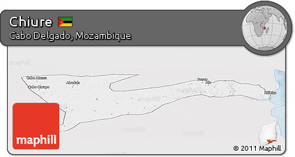 Silver Style Panoramic Map of Chiure, single color outside