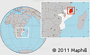 Gray Location Map of Cabo Delgado, highlighted country, within the entire country