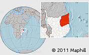 Gray Location Map of Cabo Delgado, highlighted country, hill shading