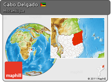 Physical Location Map of Cabo Delgado, highlighted country