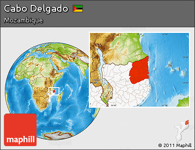 Physical Location Map of Cabo Delgado, highlighted country
