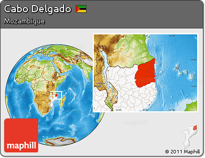 Physical Location Map of Cabo Delgado, highlighted country