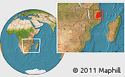 Satellite Location Map of Cabo Delgado, within the entire country