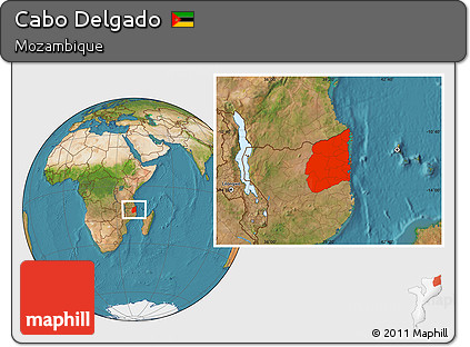 Satellite Location Map of Cabo Delgado