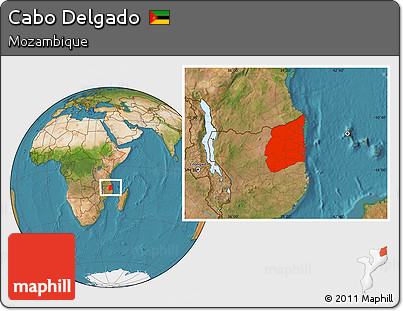 Satellite Location Map of Cabo Delgado